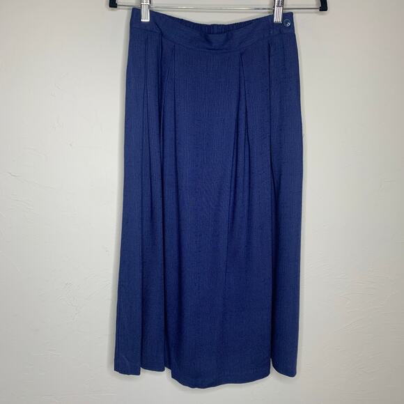 Vintage Blue Skirt Top Matching Set Vintage Rayon Flax Small - Picture 6 of 12